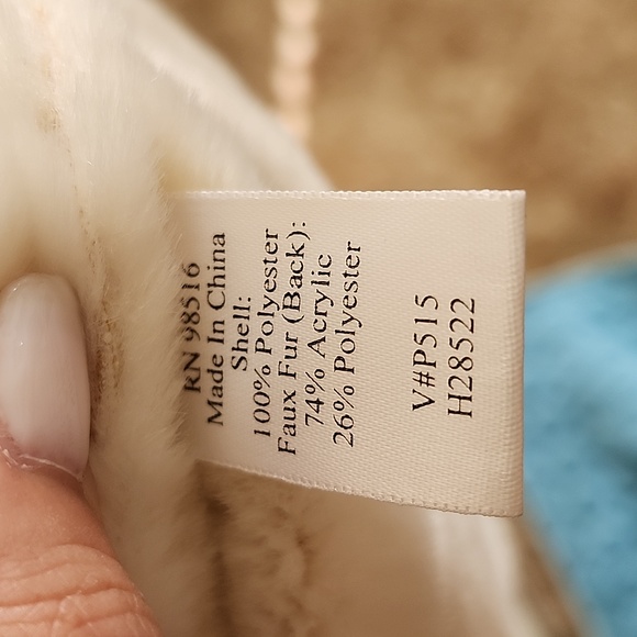 Coldwater Creek White Faux Leather Faux Fur Toggle Midi Coat Hooded Petite Large - Picture 3 of 8